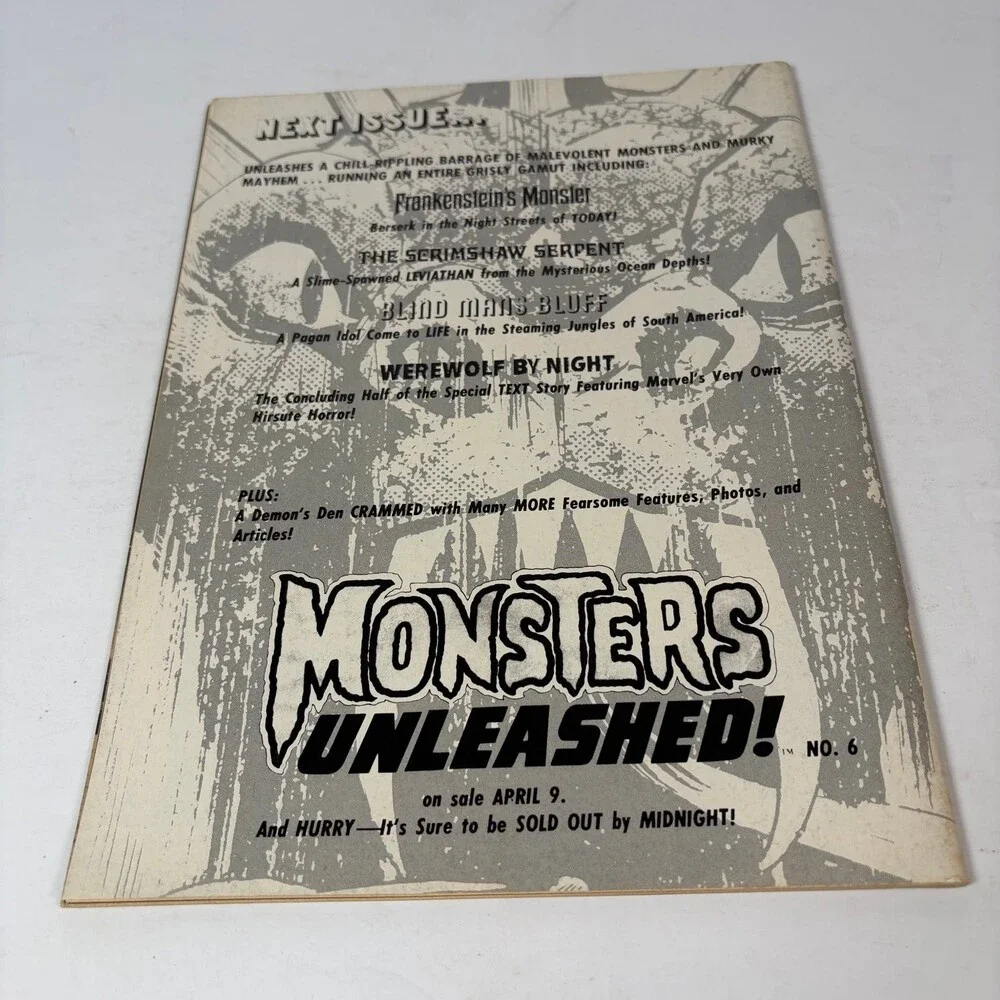 Monsters Unleashed! Magazine April 1974 Man-Thing Frankenstein Monster Marvel
